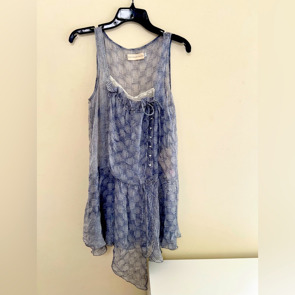 4 love and Liberty Johnny Was a Blue Sheer Sleeveless dress